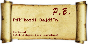 Pákozdi Baján névjegykártya